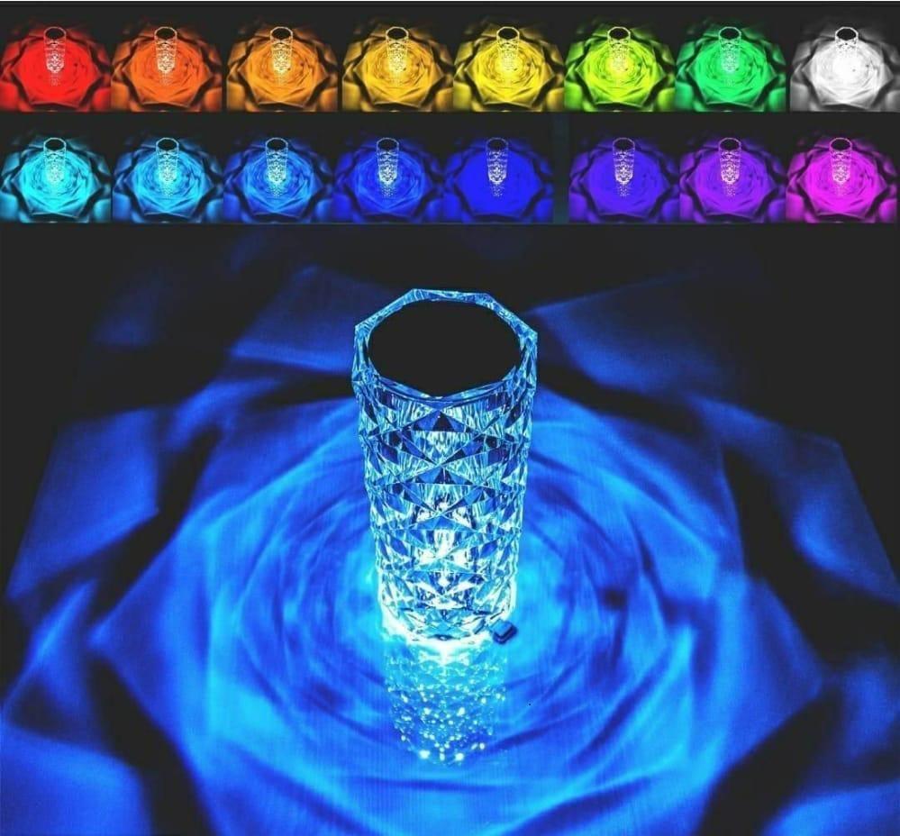 Crystal Table Lamp with 16 Color Changing RGB Rose Diamond Effect
